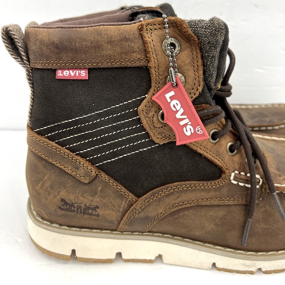 LEVIS, DAWSON TUMBLED UPPER LEATHER BOOTS, TWO TONE BROWN COLOR, MEN’S SIZE 9.5 - Picture 7 of 16